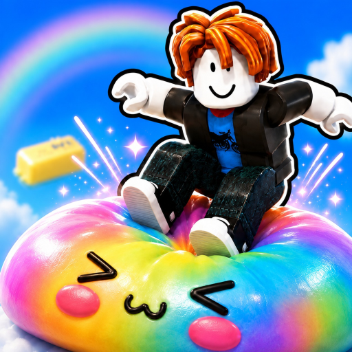 Official Squishy Ball Tower icon of an avatar sitting on a rainbow squishy