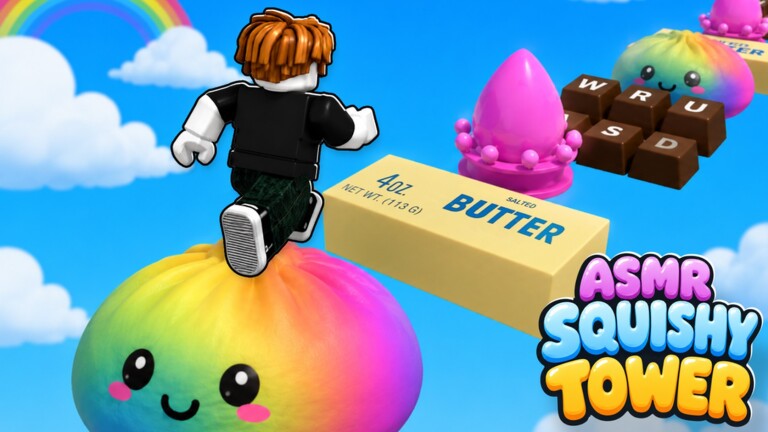 Squishy Ball Tower Roblox climb with butter and a rainbow squishy