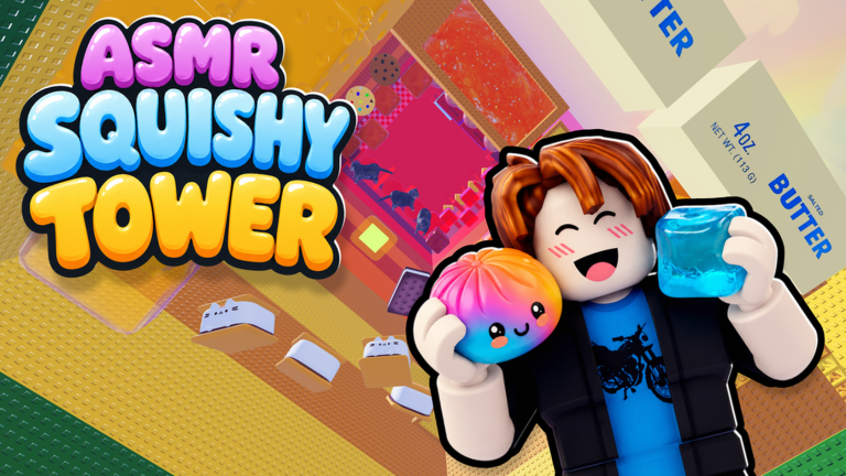 Overhead view of colorful squishy floors in Squishy Ball Tower with butter packages nearby
